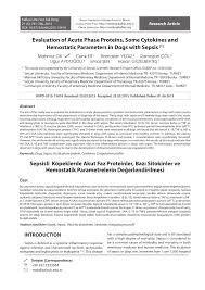 You can use the search field to enter a degree, department, or location. Pdf Sepsisli Kopeklerde Akut Faz Proteinler Bazi Sitokinler Ve Hemostatik Parametrelerin Degerlendirilmesi