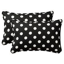 Black And White Polka Dot Outdoor Cushions 2 Piece Outdoor Toss Pillow Set Black White Polka Dot 24 In 2020 Decorative Toss Pillows White Toss Pillows Throw Pillows
