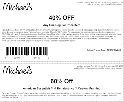 40 Off A Single Item At Michaels Or Online Via Promo Code Aprspring15 Coupon Apps Custom Book Coupons
