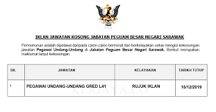 Senior executive (records management) 3. Jawatan Kosong Terkini Jabatan Peguam Besar Negeri Sarawak Kerja Kosong Kerajaan Swasta