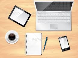 office desk top view photo realistic vector desk top view note pad office table tops