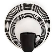 Black And White Corelle Dishes Corelle Boutique Brushed 16 Pc Dinnerware Set Black Corelle Corelle Dinnerware Set Corelle Dinnerware Dinnerware Set