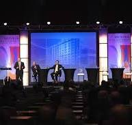 Conference Stage Set The printed panels on the sides of the ...