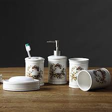 Choose from contactless same day delivery, drive up and more. Brandream Shabby Farmhouse Bathroom Decor Set Butterfly Bathroom Accessories Set Luxury Bathroom Decor Set Ceramic Soap Dish And Dispenser Toothbrush Holder And Tumbler Cup Buy Online In Gibraltar At Gibraltar Desertcart Com Productid