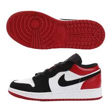 Nike Air Jordan 1 Low Gs Boys Grade Schl Sneakers 553560 116 White Black Gym Red