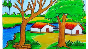 How To Make A Beautiful Village Scenery Drawing And With Landscape Scenery A landscape plan is a visual presentation of a landscape using scaled symbols and dimensions.