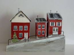 Winterliches Dorfstrasschen Schwedenrot Schwedisches Haus Bemalte Hauser Schwedenrot