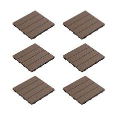 Allow about 1.2 cm for joints between pavers. Pure Garden 12 In X 12 In Brown Outdoor Interlocking Slat Polypropylene Patio And Deck Tile Flooring Set Of 6 Hw1500233 The Home Depot