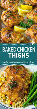 These Baked Chicken Thighs Are Coated In Olive Oil Garlic And Herbs Then Oven Roasted Until G Easy Chicken Recipes Chicken Thighs Dinner Baked Chicken Thighs