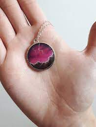 Mountain Jewelry Lightning Bolt Necklace Purple Pink Etsy Lightning Bolt Necklace Mountain Jewelry Lightning Bolt