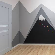 Colorful kids room with chalkboard wall design. Kids Bedroom With Mountains Chalkboard Paint And New Laminated F