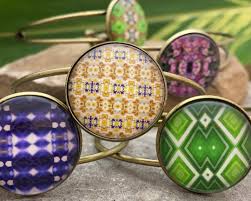 Kaleidoscope Photo Jewelry Bangles, Bracelet, Antique Brass.