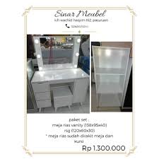Jual meja rias minimalis dengan lampu mr marble 02 kota bandung bintangjayameubel tokopedia. Set Meja Rias Vanity Lampu Rak Susun Serbaguna Shopee Indonesia