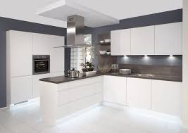 white gloss kitchen with grey worktops