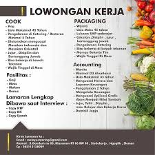 Lulusan sma dan smk, anak usaha kai buka 2 lowongan magang. Lowongan Kerja Melayu Catering Juni 2019 Accounting Cook Dan Packaging Yogyakarta Loker Swasta