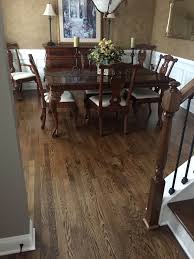 Stain Mix 50 Provincial And 50 Dark Walnut On Red Oak Hardwood Floor Colors Wood Floor Stain Colors Staining Wood Floors