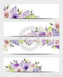 Web Banners With Pink Purple And White Roses And Lilac Flowers Vector Eps 10 Purple And White Flowers Flower Phone Wallpaper Floral Banners