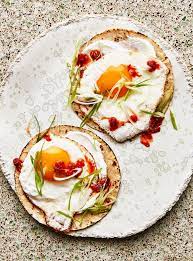 Fried Egg Tacos With Chile Jam Recipe Bon Appetit Food Fried Egg Healthy Recipes