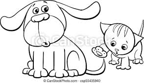 To use for a print or scrapbooking project, email etc. Puppy And Kitten Characters Cartoon Color Book Black And White Cartoon Illustration Of Puppy And Cute Little Kitten Pet Canstock