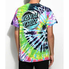 Santa Cruz Black And Blue Tie Dye Shirt Santa Cruz Wave Dot Flashback Rainbow Tie Dye T Shirt Zumiez Tie Dye T Shirts Tie Dye Dye T Shirt