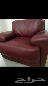 للبيع كنب أمريكي جلد عنابي