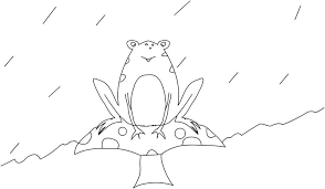 Frog, dragonfly, snail, leaves and mushrooms to color. Frog Sitting On A Mushroom Coloring Page