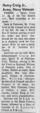 Obituary for Henry Craig (Aged 56)