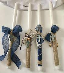 They also paint eggs, bake special bread, which is called easter. Orthodox Easter Candles Easter Candles For Boys Greek Etsy Easter Candles Christening Candle Orthodox Easter