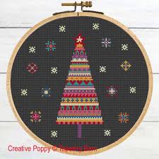 merry bright christmas tree cross stitch pattern by tapestry barn