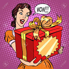 Im laufe der jahre hat der internationale frauentag in der russischen kultur seinen politischen begriff verloren und ist zu einer mischung aus wenn es um geschenke geht, geht es mehr um die geste. Frau Und Grosse Pop Art Retro Stil Geschenk Box Geburtstag Und Urlaub Internationaler Frauentag Lizenzfrei Nutzbare Vektorgrafiken Clip Arts Illustrationen Image 52821728