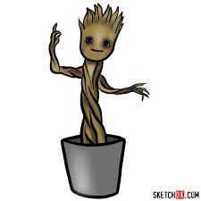 $17.49 baby groot flower pot (available in different styles)+ free shipping worldwide. How To Draw Baby Groot In A Pot Sketchok Easy Drawing Guides