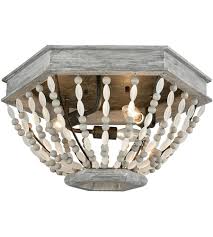 Truly Coastal 31253 Wg Bright 3 Light 18 Inch Washed Gray Malted Rust Flush Mount Ceiling Light