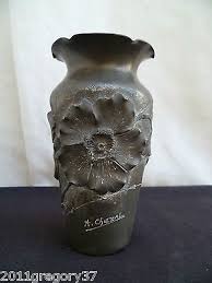 Vase En Etain Epoque Art Nouveau Signe A Chezal A Decors De Fleur Art Nouveau Vase Petit Vases