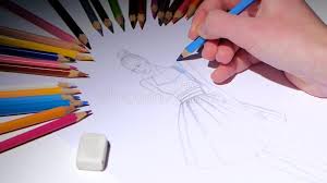 Sketchbook drawings pencil art drawings animal drawings easy drawings drawing sketches cat drawing sketching basic drawing drawing skills. Designer With A Pencil Sketch Decorates Dresses In Blue Close Up Stock Footage Video Of Design Decorates 88881994