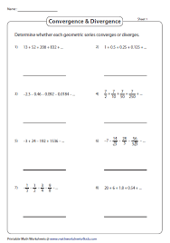 Determine Whether Each Geometric Series Converges Or Diverges Geometric Series Geometric Sequences Printable Math Worksheets