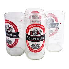 Premium craft gear from the creators of premium craft beer: Reclaimed Amsterdam Beer Bottle Glasses Set Of 4 The Art Of Beverage