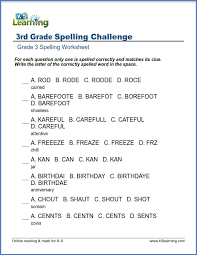 Most students develop at this grade these worksheets contain spelling activities for your third grade students. Spelling Challenge For Grade 3 K5 Learning