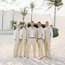Beige Ivory Linen Casual Men Suits For Wedding Summer Beach Groom Best Man Party Prom Blazer V Beach Wedding Men Beach Wedding Attire Mens Beach Wedding Attire