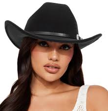 Cappelli da cowboy da donna classici in feltro, a tesa larga, con fibbia e  cintura, nero, L : Amazon.it: Moda