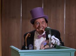 The penguin watched from a tv screen while the poodle lady was in an igloo. Batman Dizzoner The Penguin Tv Episode 1966 Imdb