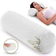 Healthex Cervical Neck Roll Pillow Cylinder Round Cushion Bolster Support For Sleeping Memory Foam And Bamboo Cover Neck Roll Pillow Roll Pillow Round Cushion