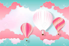 Cute hot air balloon pastel. The Lover In Hot Air Balloons On The Pastel Sky Background As Love Wedding Valentine Design Paper Art And Craft Style Concept Vector Illustration Royalty Free Cliparts Vectors And Stock Illustration