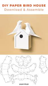 Die vorlage hilft ihnen noch schneller das tier aus papier zu basteln. 3d Papercraft Bird House With Paper Birds 3d Papier Handwerk Basteln Mit Papier Falten Papier Handwerk