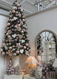 Watercolor blush pink rose flowers, white garden peonies, green leaves, greenery plants, tender wedding invitation floral invite card design with creamy white garden peony flowers, blush pink roses, green tree. Romantic Christmas Tree Design Blush Pink And Pearl Omg This Year Gold Christmas Tree Decorations Christmas Tree Inspiration Pink Christmas Tree Decorations