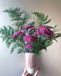 Highland Sea Ceramics On Instagram A Peach And Cream Coloured Vase Filled With Verbena Achillea And Fe Flower Arrangements Flower Decorations Cream Color