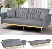 Amazon.com: ACMEASE 70” Velvet Futon Sofa Bed with 2 Pillows ...