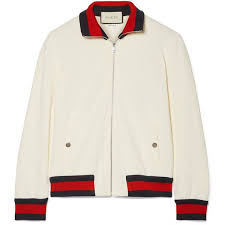 Gucci Twill Bomber Jacket 775 Via Polyvore Featuring Outerwear Jackets Ivory Blouson Jacket Sli Embroidered Bomber Jacket Jackets Slim Fit Bomber Jacket