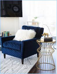 Navy Velvet Accent Chair With Gilded Side Table For All My Evening Reading Whiteaccentchair Blue Accent Chairs Blue Velvet Chairs Accent Chairs