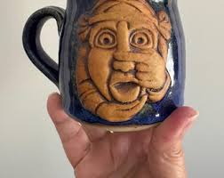 Vintage "miller Lake Pottery, 1980s, Robert Nantais, SIGNED, Gnome Face  Pottery, Troll Face, UGLY FACE Jug, Sculptural Pottery, Pottery Jug