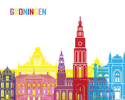 Groningen Skyline Pop By Pablo Romero In 2020 Groningen Illustration Wall Art Skyline